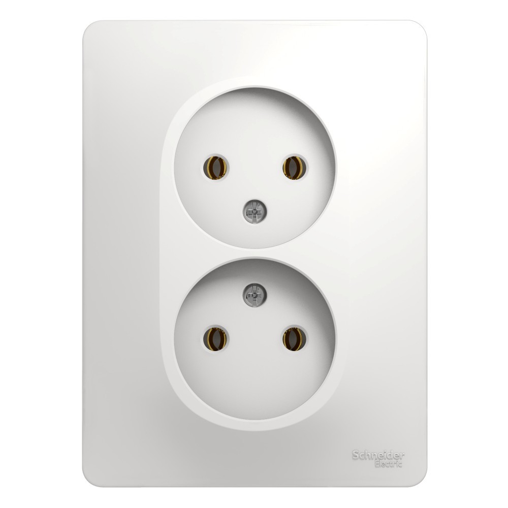 Glossa Белый Розетка Systeme Electric Glossa Белый 2-я без заземления (в сборе с рамкой) GSL000120