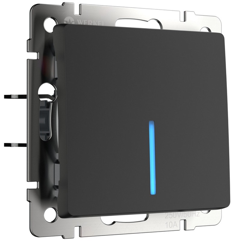 Werkel Черный матовый механизмы Выключатель Werkel одноклавишный с подсветкой черный матовый W1110108