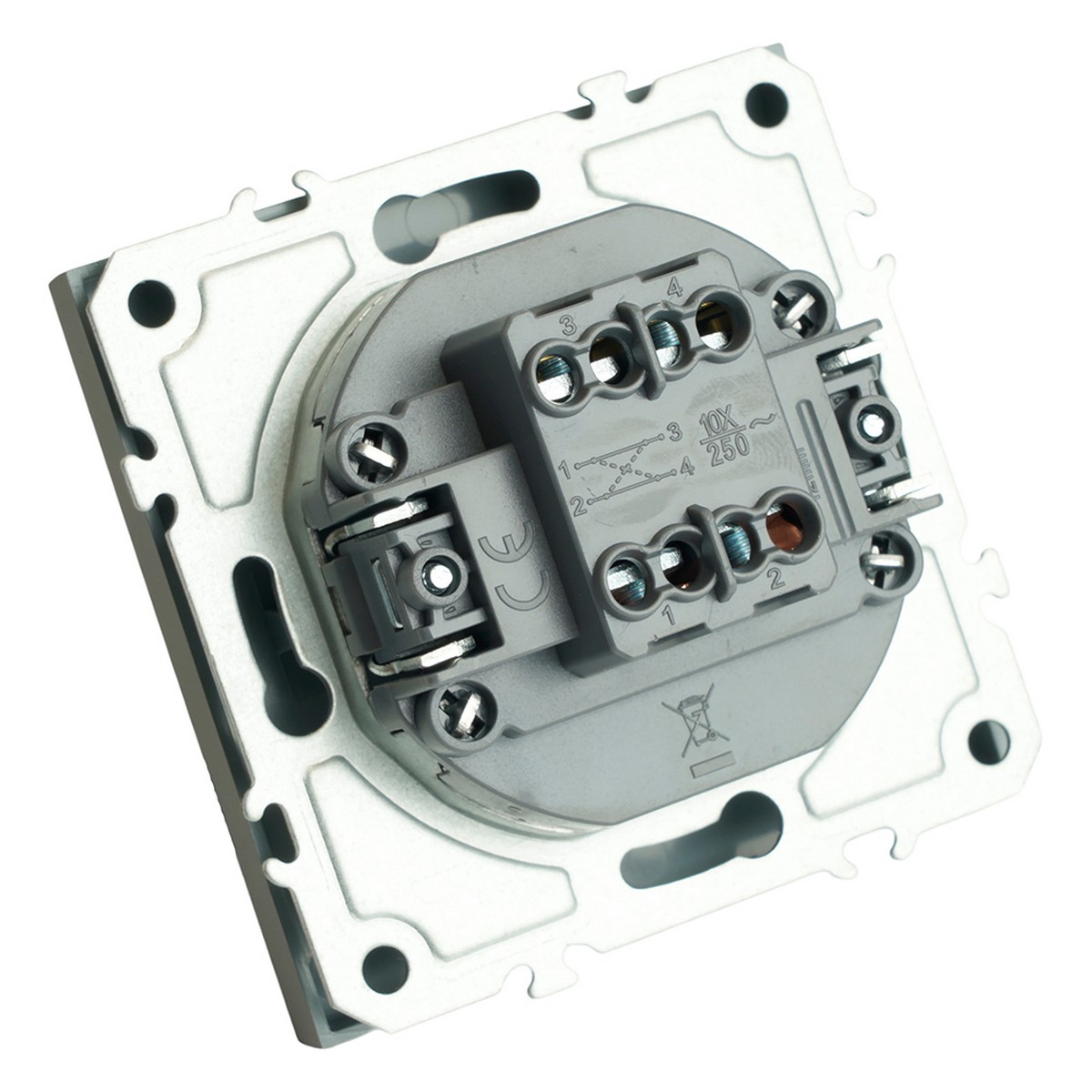 Эмили - Розетки и выключатели Stekker Переключатель перекрестный 1-клавишный STEKKER Эмили RSW10-5110-10 платиново-серый soft touch 49949