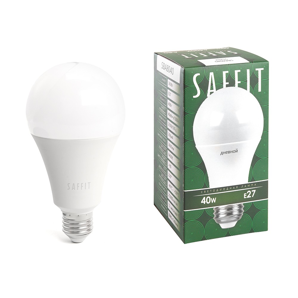 E27 Лампа светодиодная SAFFIT SBA8040 Шар E27 40W 6400K 55202 