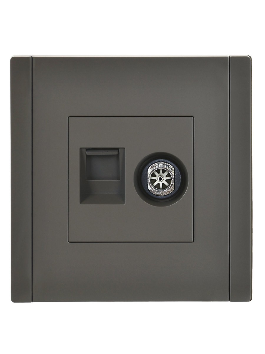 IEK FORTE&PIANO Серый Розетка IEK FORTE&PIANO Серый двойная TV+RJ45 кат.6 FP337