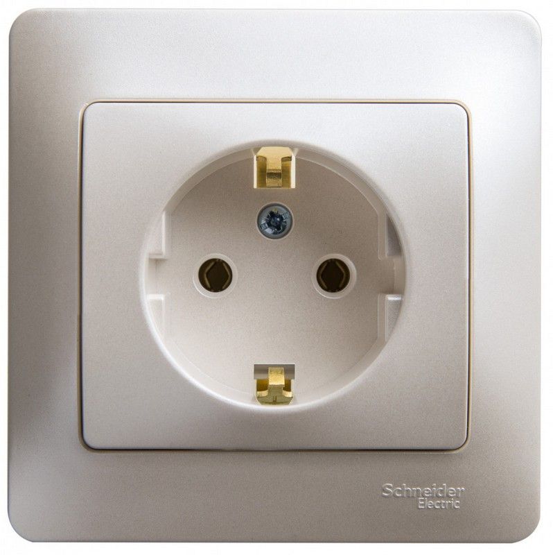 Glossa Перламутр Розетка Systeme Electric Glossa Перламутр с заземлением, 16А, в сборе GSL000642