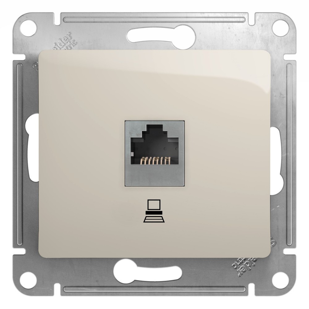 Glossa Молочный Розетка компьютерная Systeme Electric Glossa Молочная RJ45 кат.5E GSL000981K
