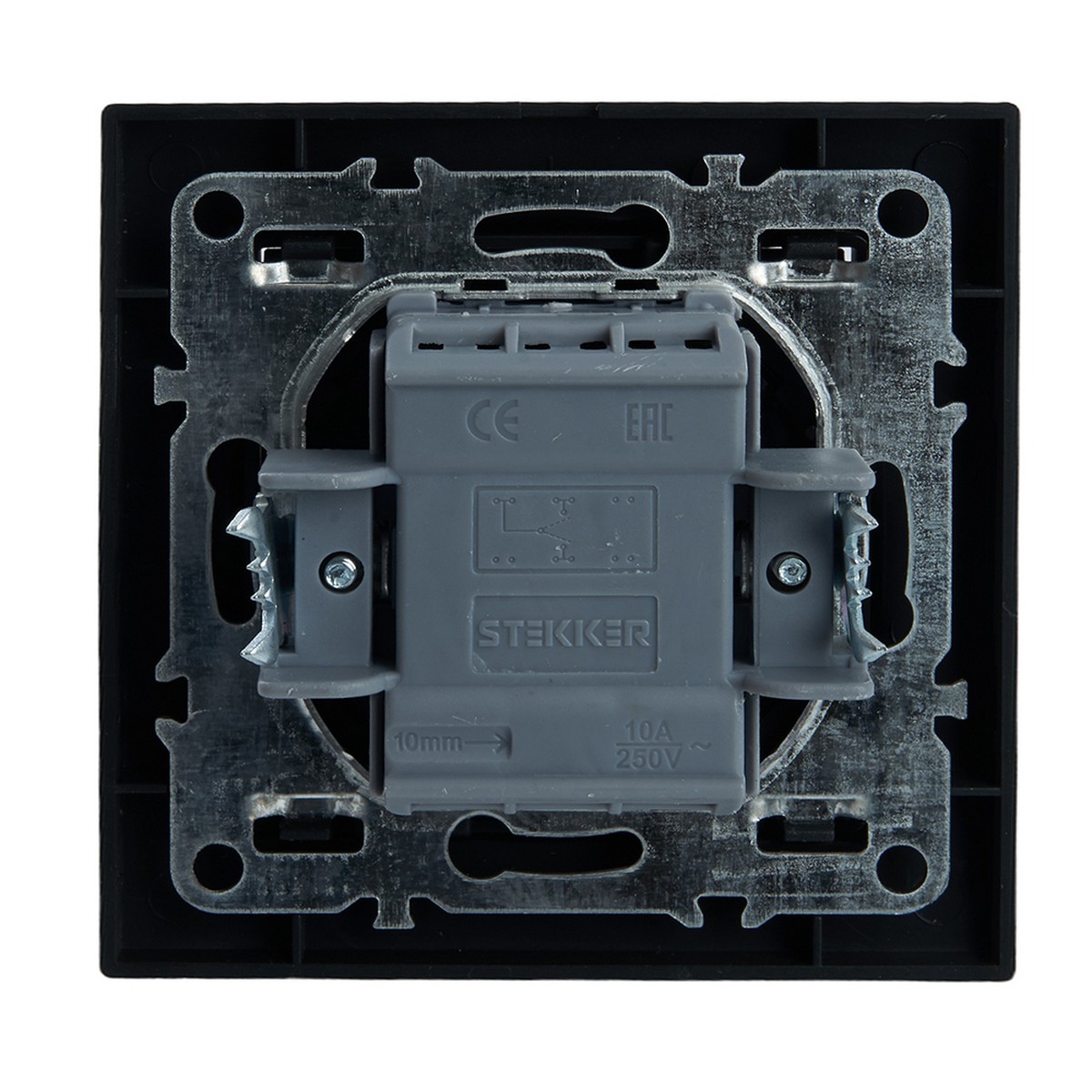 Эрна - Розетки и выключатели Stekker Переключатель 1-клавишный STEKKER PSW10-9005-03 10А Эрна черный с рамкой 39619