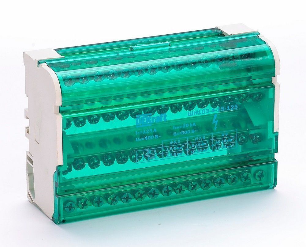 Комплектующие для щитов Кросс-модуль DEKraft ШН-103 на DIN-рейку 4х15 групп 125А