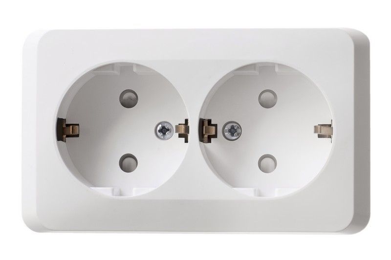 Этюд Белый Розетка 2-ая Systeme Electric Этюд наружный Белый с/з со шторками PA16-008B