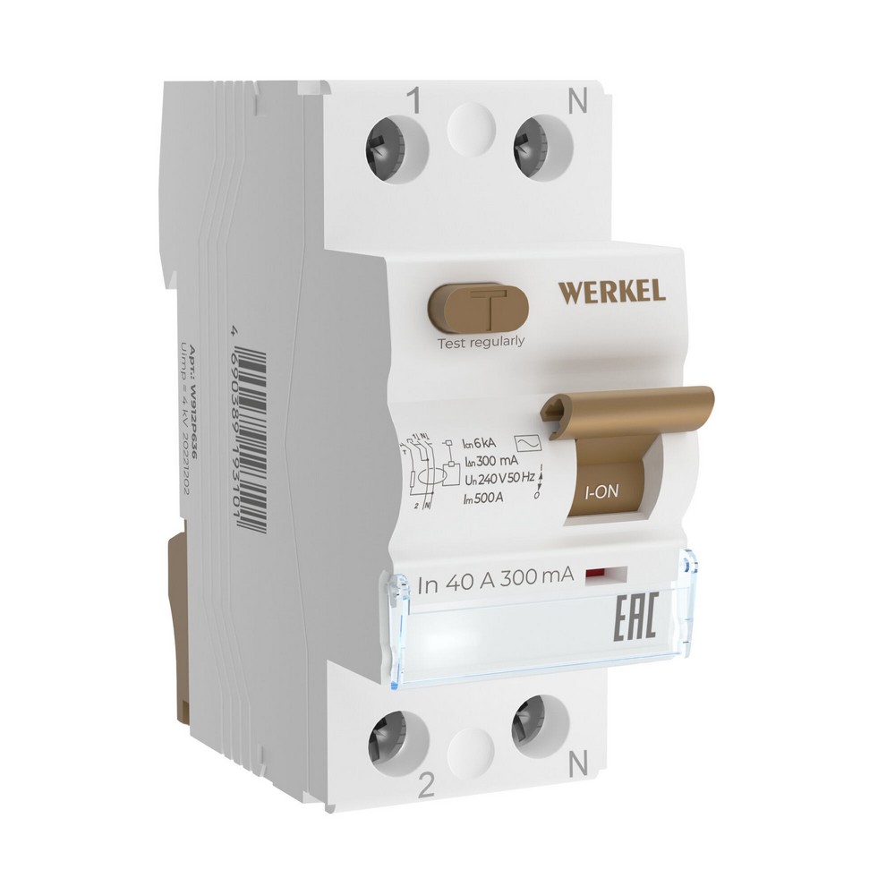 Werkel Устройство защитного отключения Werkel 1P+N 40 А 300 mA AC 6 kA W912P4040