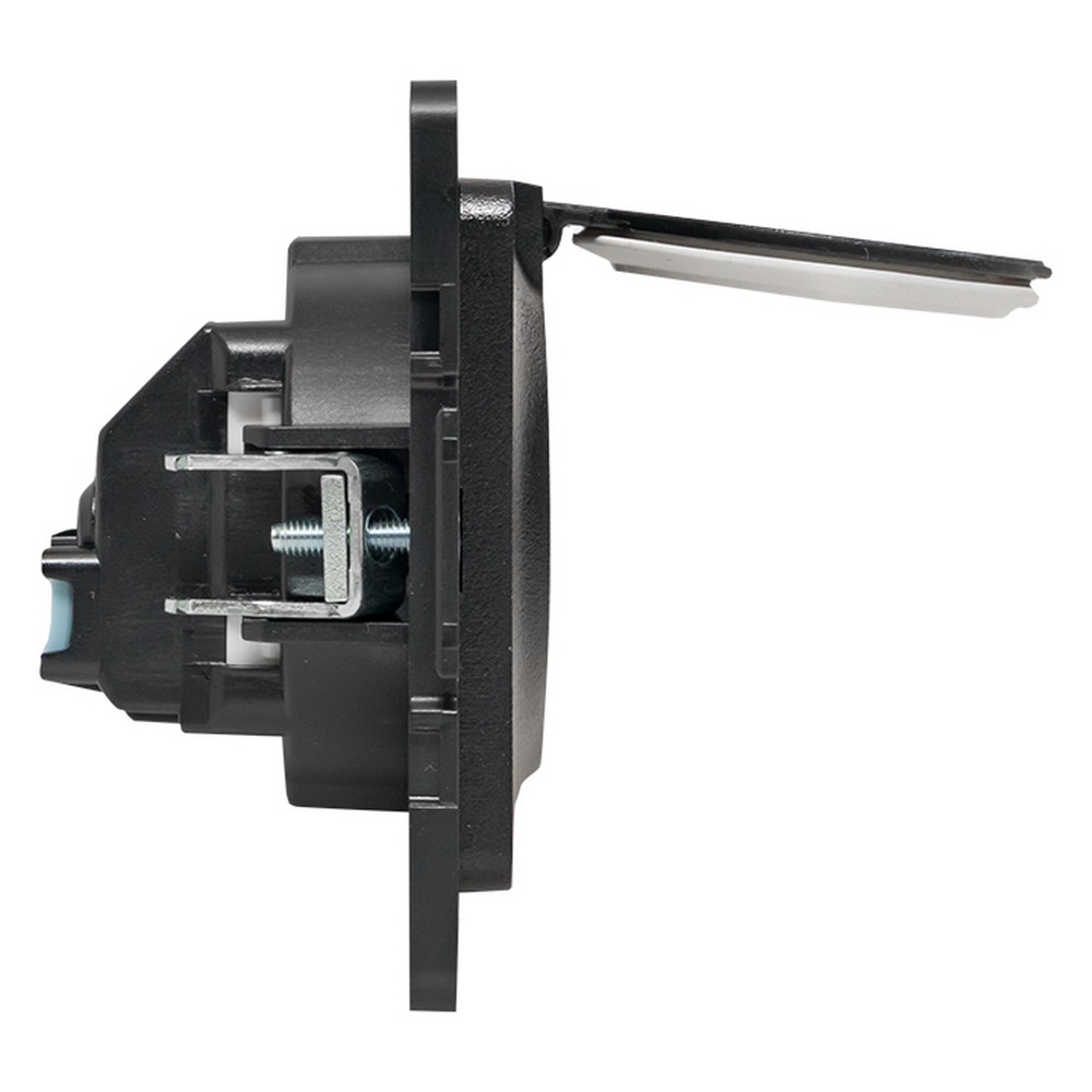 EKF Стокгольм черный Розетка с/з EKF PROxima Стокгольм Черный со шторками и крышкой 16А IP44 EZR16-028-10-44