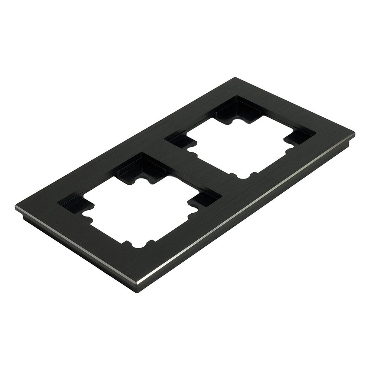 Катрин - Розетки и выключатели Stekker Рамка 2-местная металл STEKKER MFR00-7002-05 Катрин черный 50016