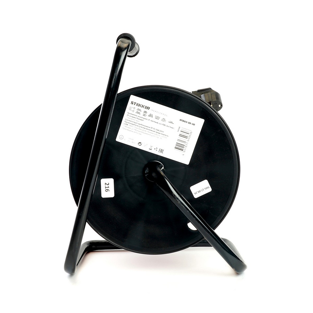 Колодки и удлинители, тройники Удлинитель на катушке Stekker STD03-20-30 Standart 4-местный с/з ПВС 3*1,5 оранжевый IP20,30м 50184 