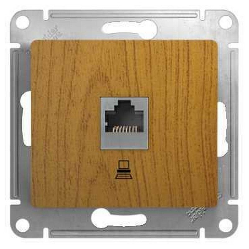 Glossa Дуб Розетка компьютерная Systeme Electric Glossa Дерево Дуб RJ45 кат.5E GSL000581K