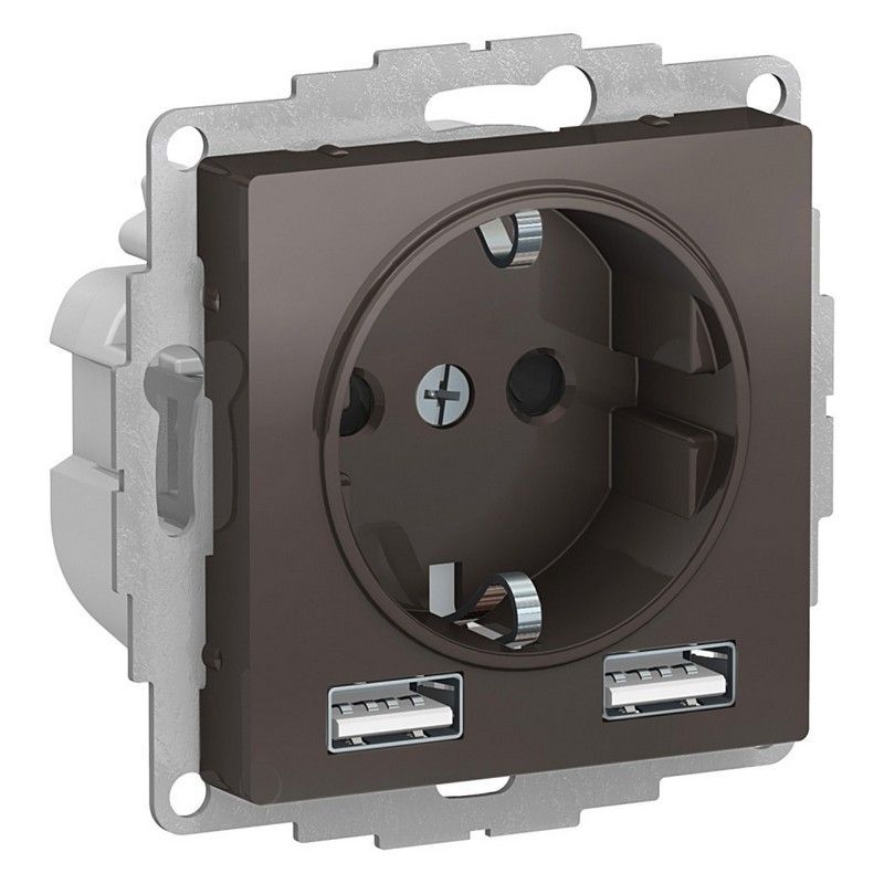 AtlasDesign Мокко Розетка USB Systeme Electric AtlasDesign Мокко SO + A+A 5В/24А 2х5В/12А механизм ATN000630