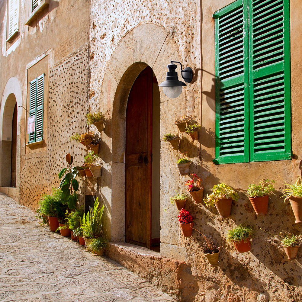 Уличные настенные светильники Светильник садово-парковый Feron PL571 на стену вниз 60W 230V E27 черный 11597 