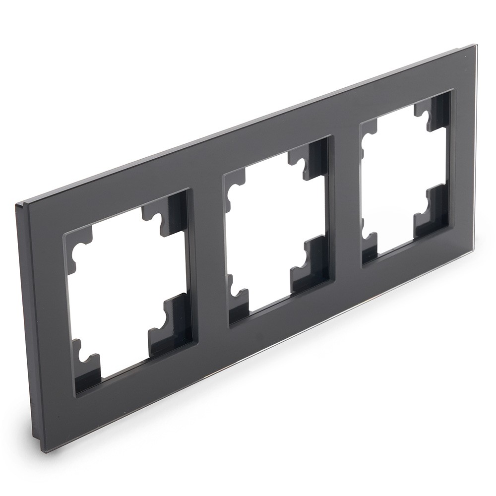 Катрин - Розетки и выключатели Stekker Рамка 3-местная стекло STEKKER GFR00-7003-05 серия Катрин черный 39520