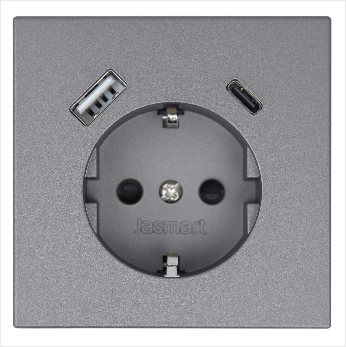 JASMART FD - розетки и выключатели Розетка JASMART FD SCHUKO с USB A+C с защитными шторками 25W Никель 5501USB-25NI