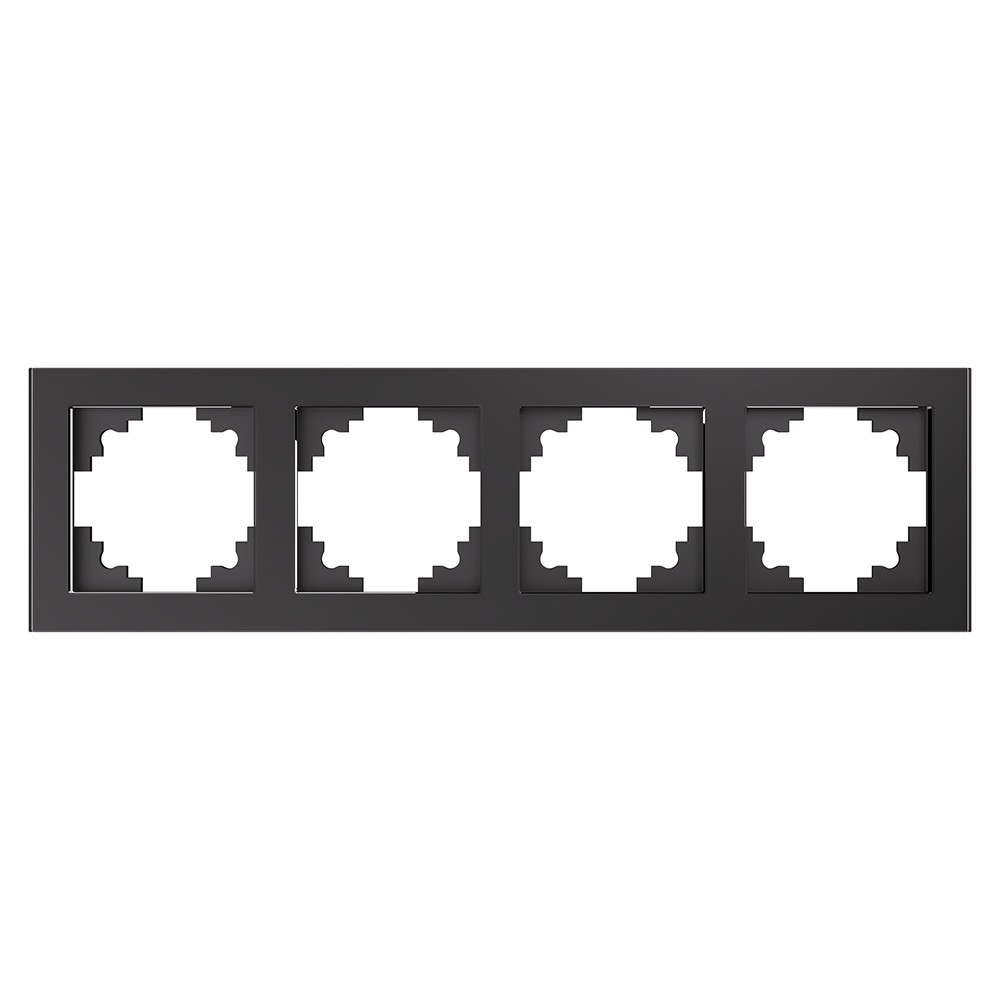 Катрин - Розетки и выключатели Stekker Рамка 4-местная стекло STEKKER GFR00-7004-06  серия Катрин графит 39542