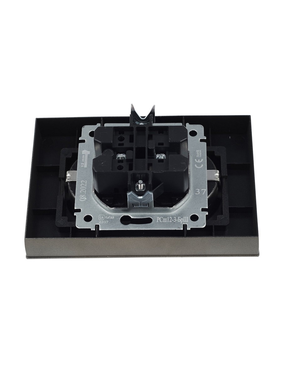 IEK Brite Шампань Розетка IEK BRITE 2-ая с/з с шторками 16А в сборе РСш12-3-БрШ шампань BR-R24-16-K37-F