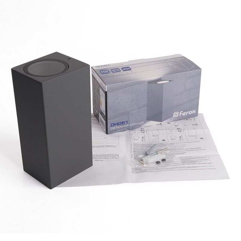 Уличные настенные светильники Светильник садово-парковый Feron DH051 на стену 2*GU10 230V серый 48327 
