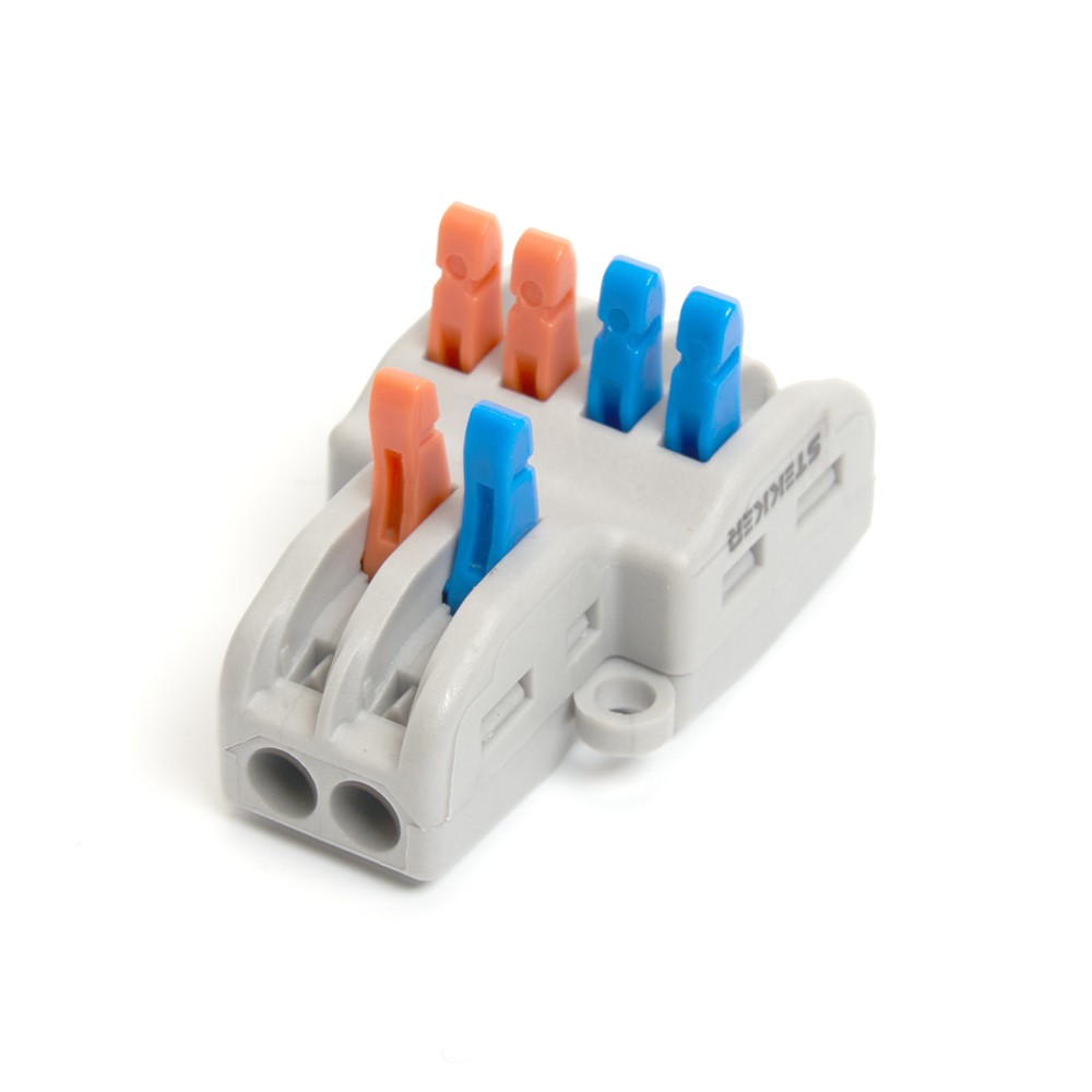 Клемма монтажная д/ подкл. фазн. проводников STEKKER, LD222-424, 2 контактные группы, (DIY упак 2 шт) 39488