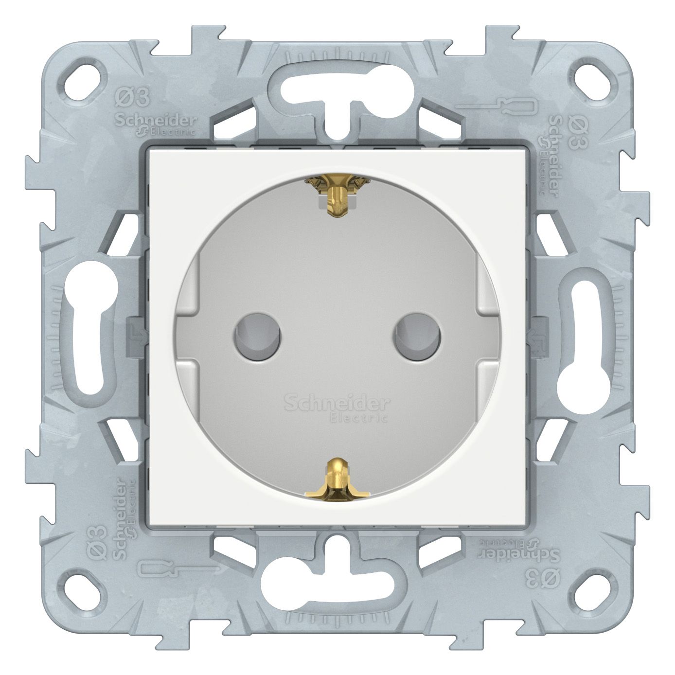 Розетки и выключатели Unica NEW белый Розетка Unica New Белый с/з со шторками винт. зажим 16А 250В NU503718