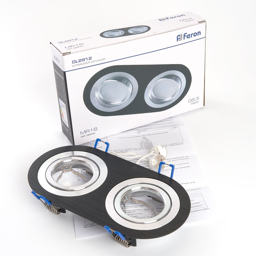 Встраиваемые светодиодные светильники Светильник потолочный встраиваемый Feron DL2812 черный 48462 