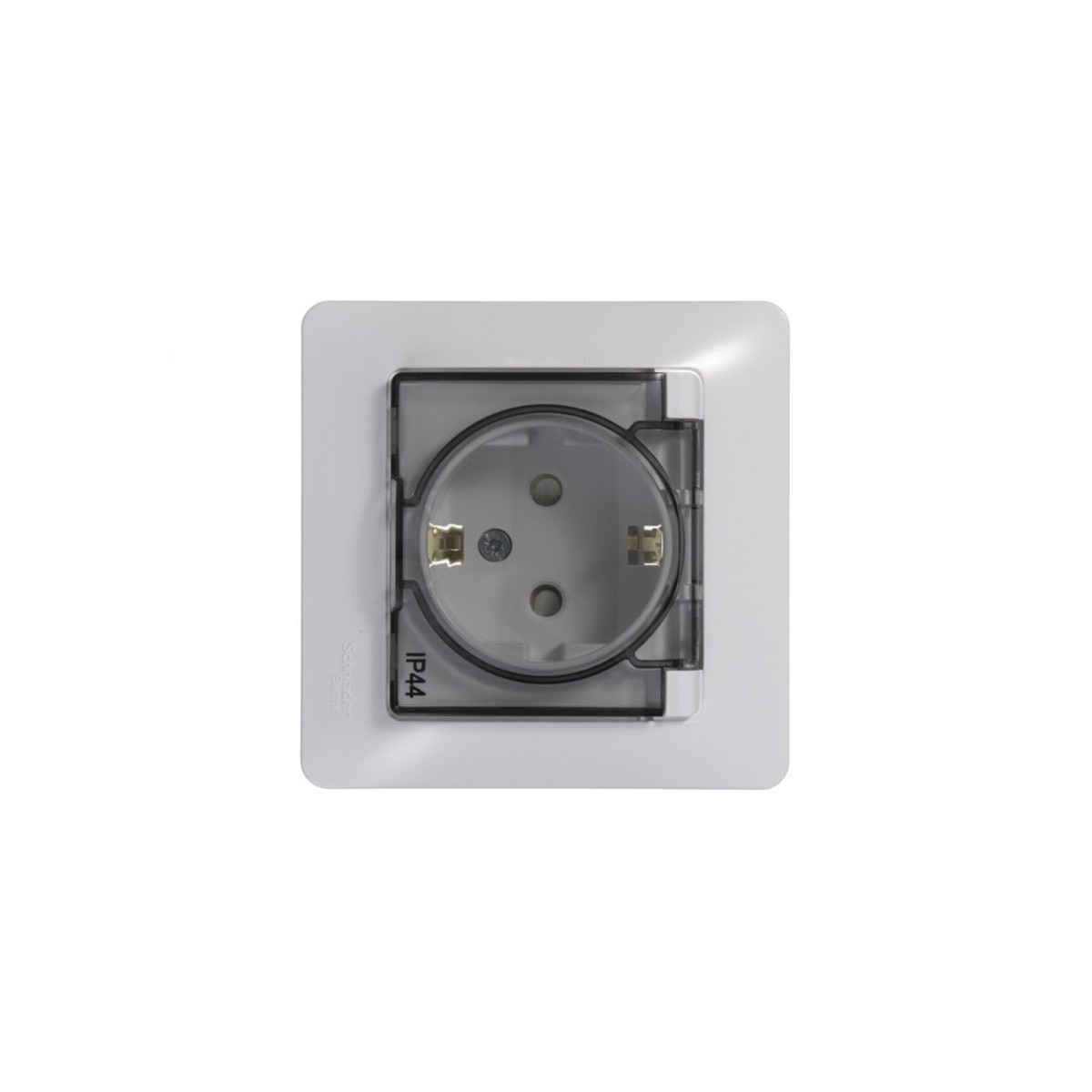 Glossa Белый Розетка Systeme Electric Glossa Белый с/з со шторками с крышкой, IP44 (в с GSL000148