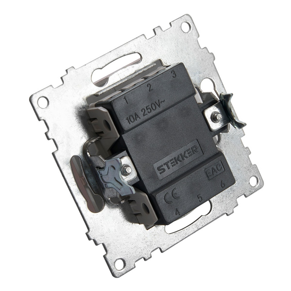 Катрин - Розетки и выключатели Stekker Переключатель 1-клавишный STEKKER GLS10-7105-02 250V 10А Катрин шампань 39590