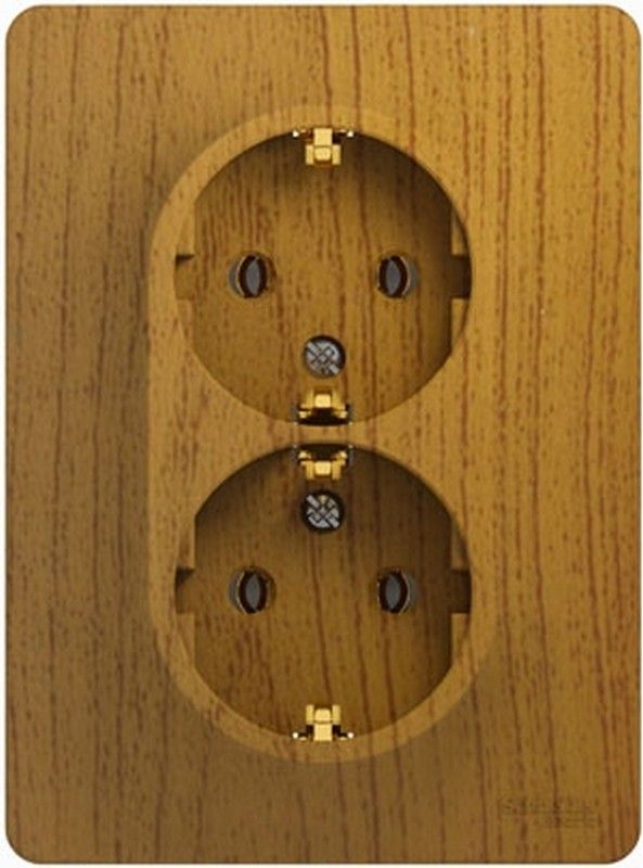 Glossa Дуб Розетка Systeme Electric Glossa Дерево Дуб 2-я с заземлением GSL000524