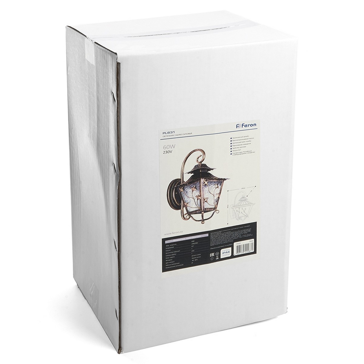 Уличные настенные светильники Светильник садово-парковый Feron PL631 на стену вниз 60W 230V E27 черное золото 11642 