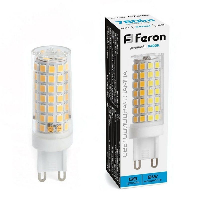 G9 Лампа светодиодная Feron LB-434 G9 9W 6400K 38148 