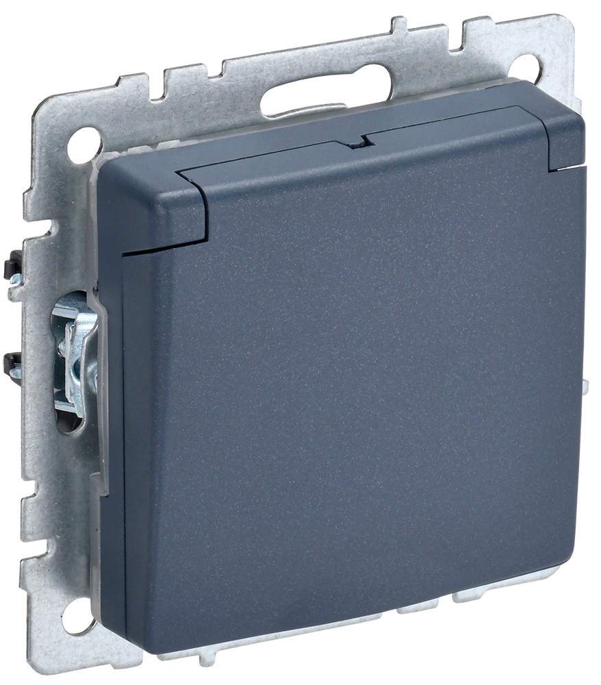 IEK Brite Маренго Розетка IEK BRITE с/з с шторками и крышкой 16А IP20 РСбш10-3-БрМ маренго BR-R16-16-K35