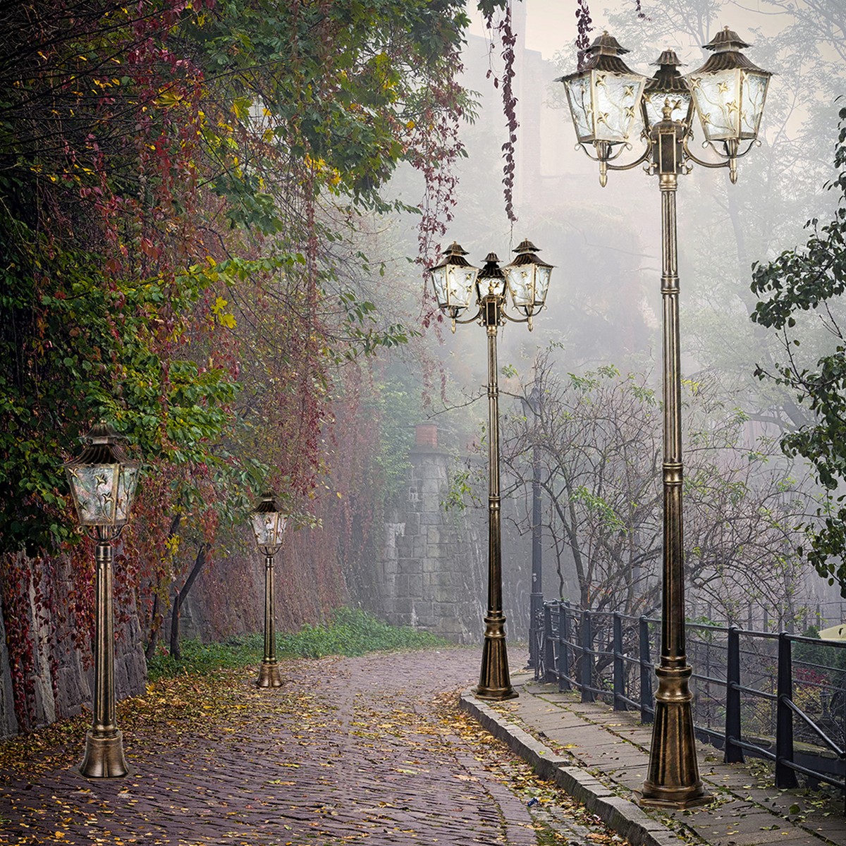 Уличные светильники столб Светильник садово-парковый Feron PL636 столб 60W 230V E27 черное золото 11645 