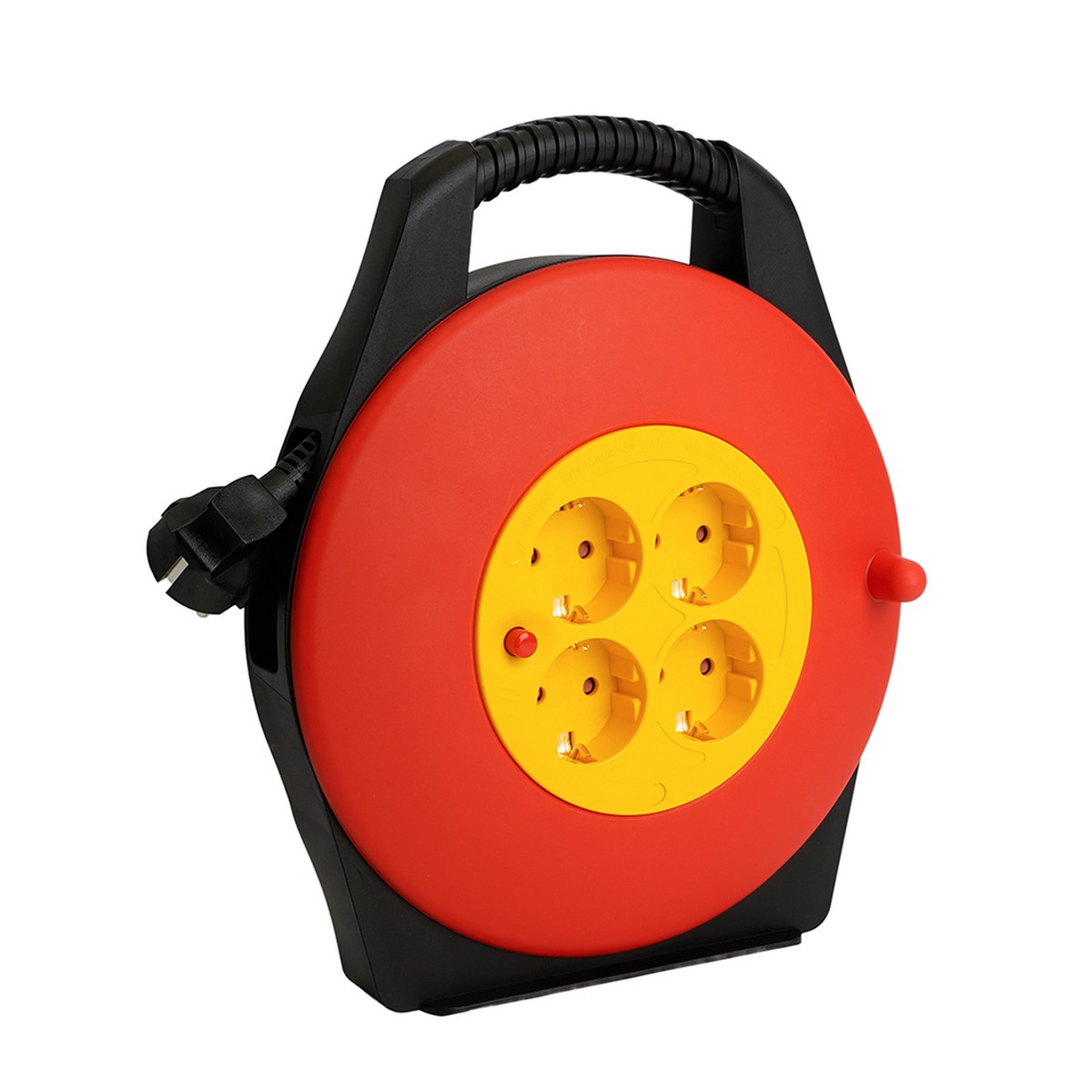 Колодки и удлинители, тройники Удлинитель-рулетка STEKKER с ручкой STD06-40-50 Standart 4 розетки с/з ПВС 3*1 черный IP20, 10м 50179