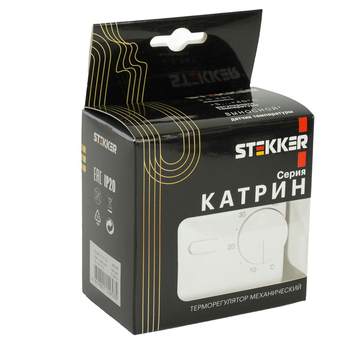 Катрин - Розетки и выключатели Stekker Терморегулятор механический STEKKER GLS00-7117-01 250V 3500W Катрин белый 49740