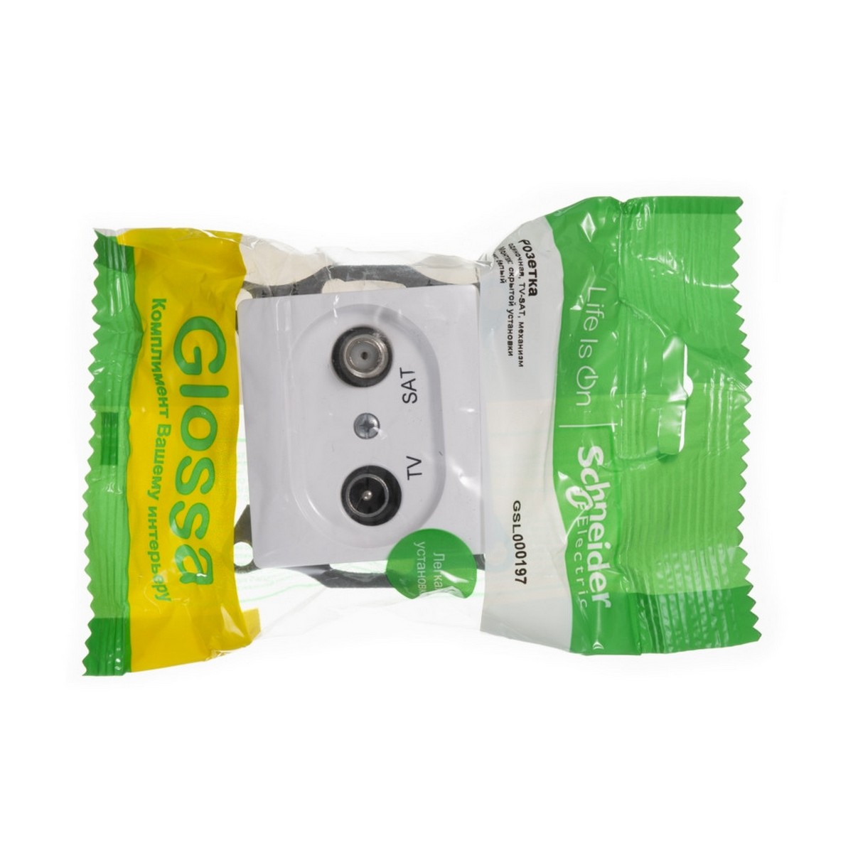 Glossa Белый Розетка Systeme Electric Glossa Белый TV-SAT одиночная 1DB GSL000197