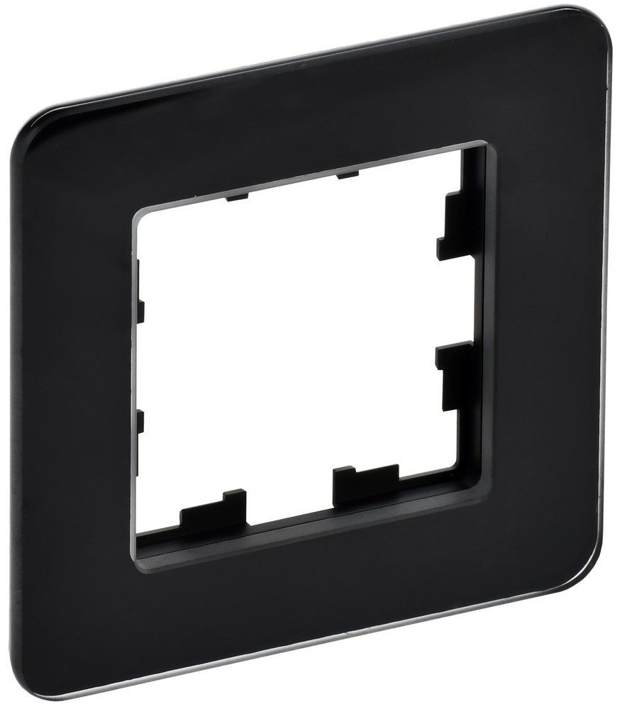 IEK Brite Рамки Рамка IEK BRITE DECOR Черный матовый стекло скругл.угол 1-мест. РУ-1-2-Бр RE BR-M12-G-41-K02