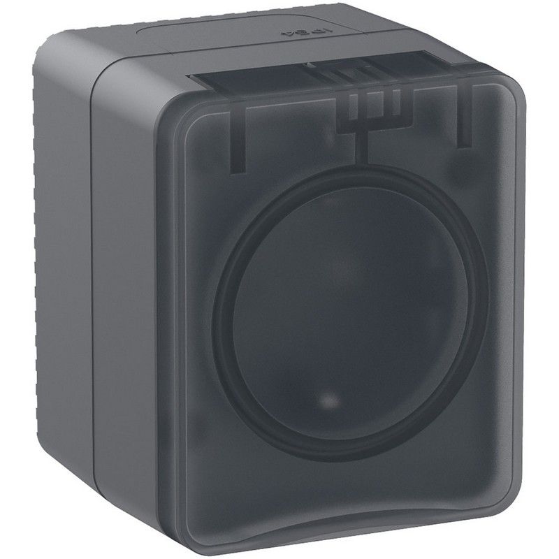 AtlasDesign Карбон Розетка Systeme Electric AtlasDesign Profi54 наружная Антрацит с/з со шторками 16А ATN544045