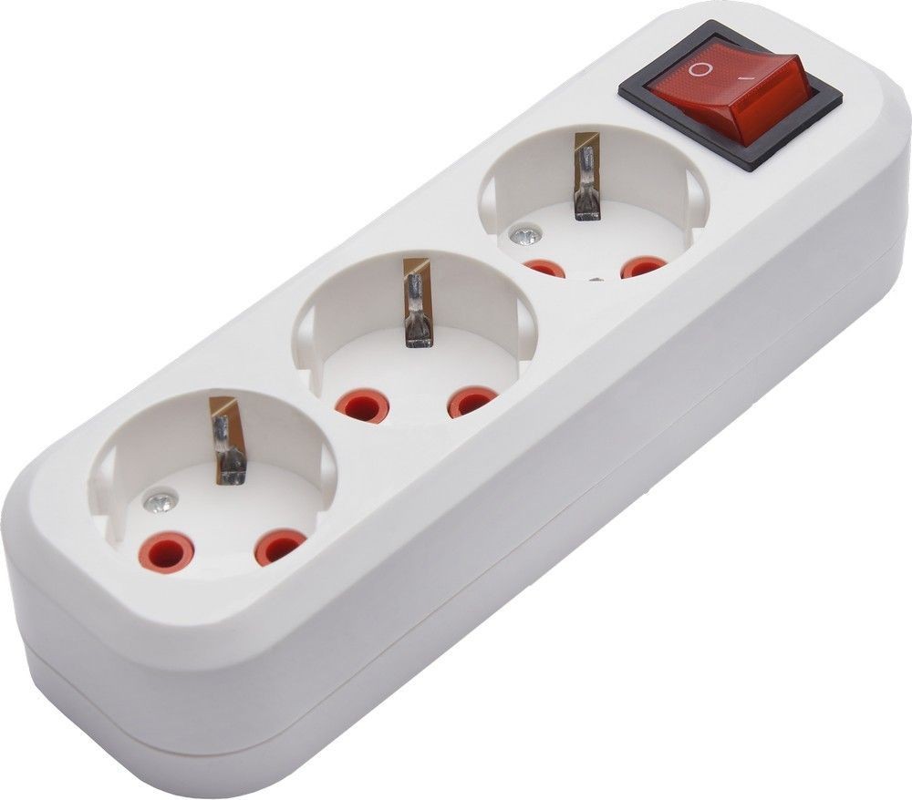 Колодки и удлинители, тройники Розетка переносная разборная 3-местная с/з STEKKER, PST16-311-20, с выключателем, 250В, 16A, IP20, белый 39014 