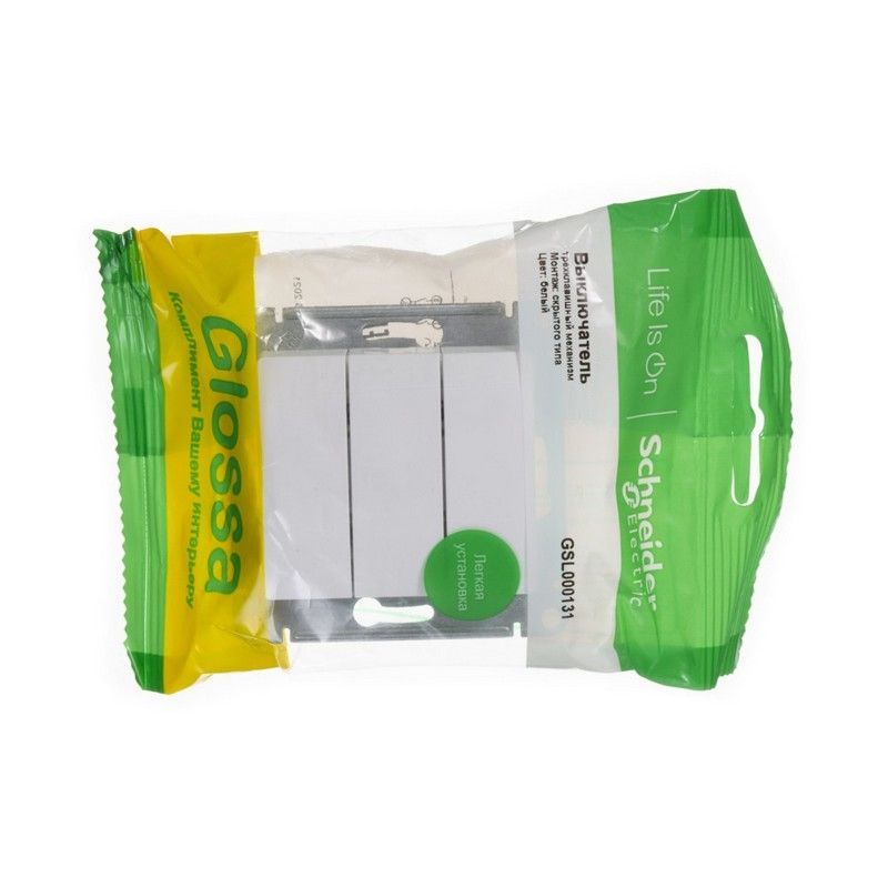 Glossa Белый Выключатель Systeme Electric Glossa Белый 3-клавишный, сх.3 GSL000131