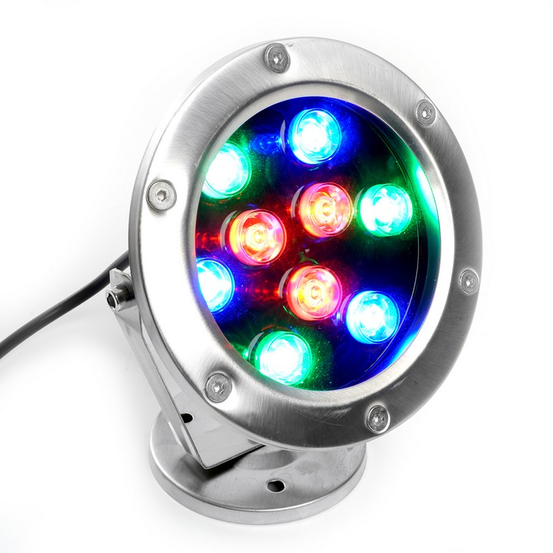 Светодиодный прожектор подводный Feron LL-824 9W AC24V RGB металлик IP68 48468