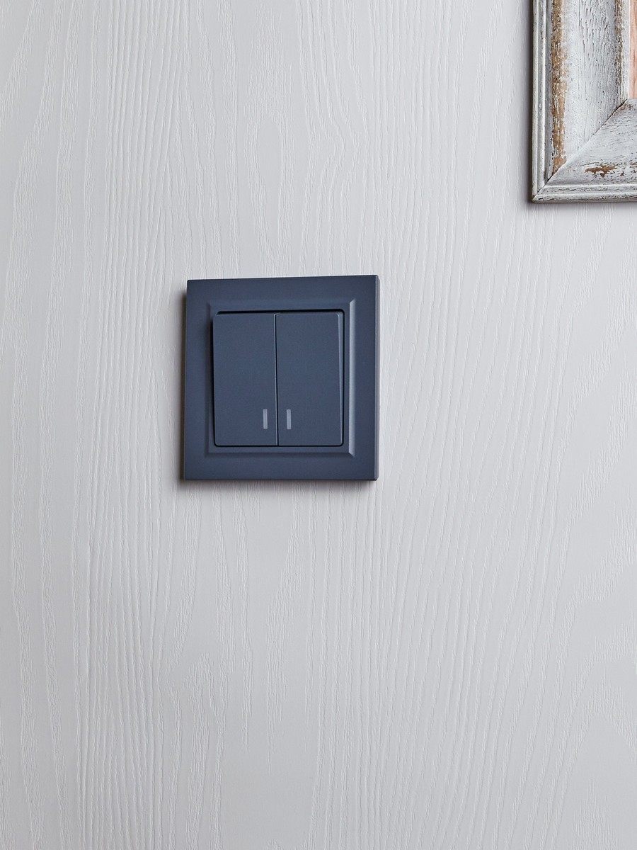 IEK Brite Маренго Выключатель IEK BRITE 2-клавишный с индикацией 10А ВС10-2-1-БрМ маренго BR-V20-1-10-K35