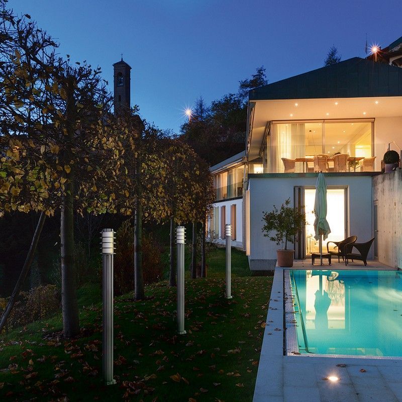 Уличные светильники столб Уличный светильник Feron DH027-1100, Техно столб, 18W E27 230V, серебро 11814 