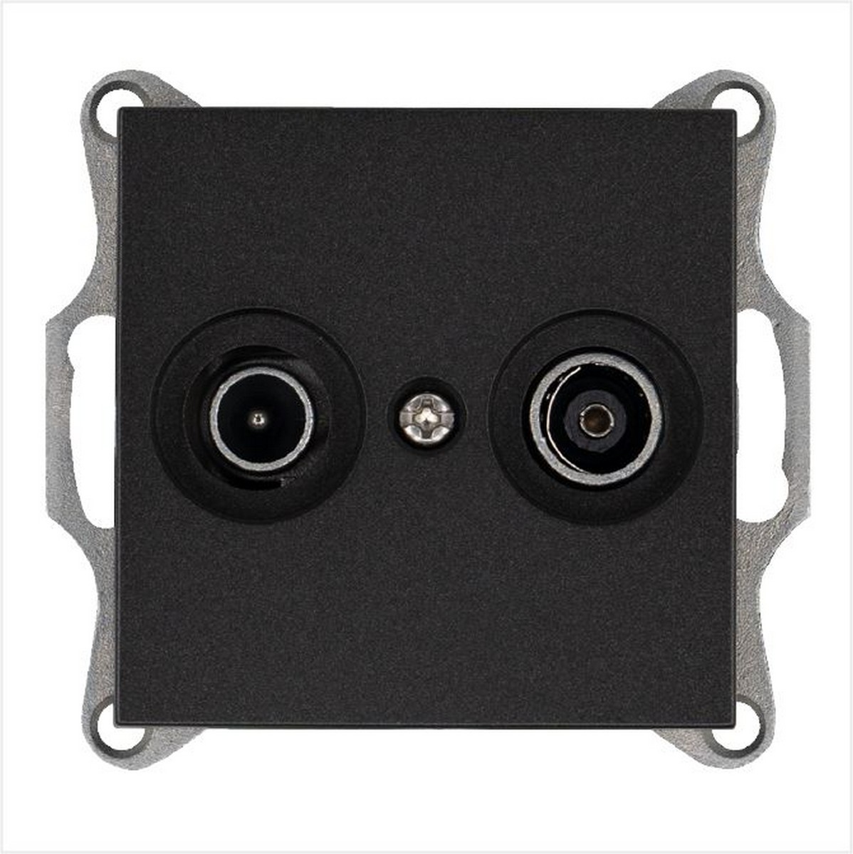 JASMART G - розетки и выключатели Розетка JASMART TV+FM проходная Антрацит G6205B