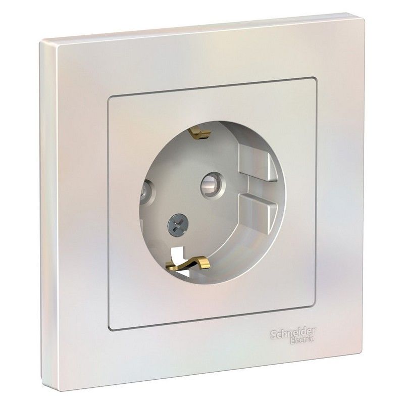 AtlasDesign Жемчуг Розетка Systeme Electric AtlasDesign Жемчуг с/з со шторками, 16А, в сборе ATN000444