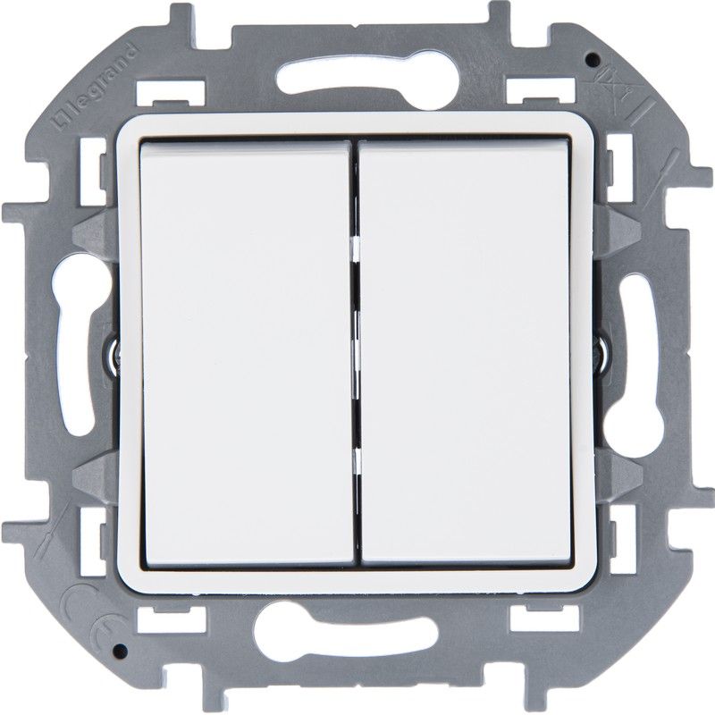 Legrand Inspiria Белый Переключатель Legrand INSPIRIA Белый двухклавишный с подсветкой 673665