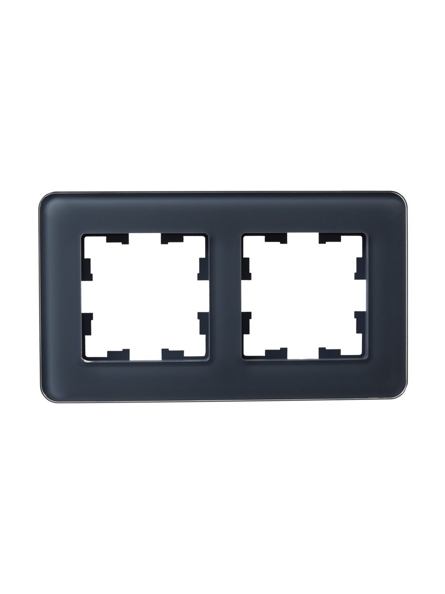 IEK Brite Рамки Рамка IEK BRITE DECOR Графит матовый стекло скругл.угол 2-м РУ-2-2-Бр RE BR-M22-G-41-K53