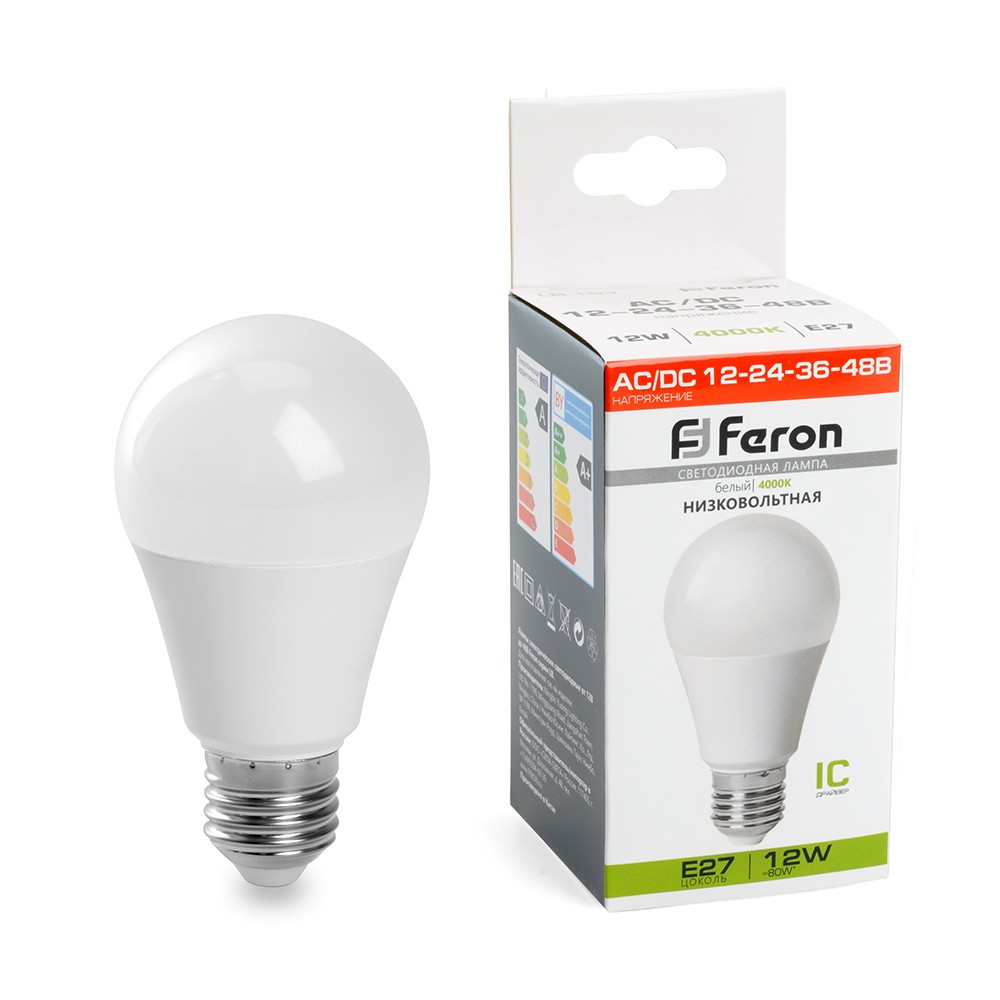 E27 Лампа светодиодная низковольтная Feron LB-193 Шар E27 12W 4000K 48729 