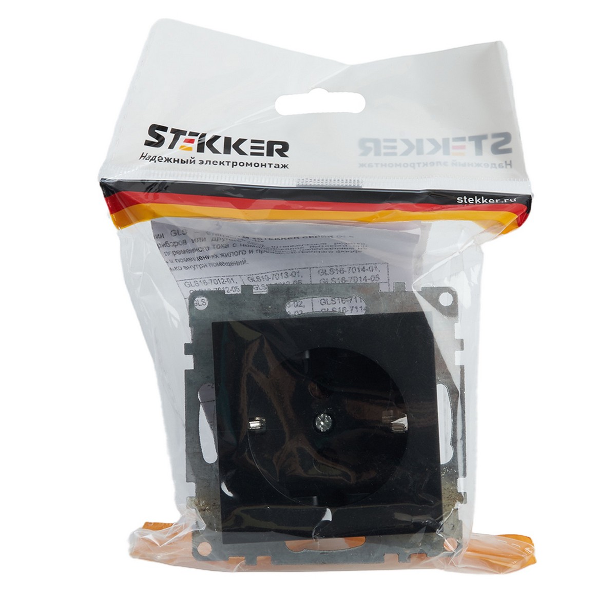 Катрин - Розетки и выключатели Stekker Розетка 1-местная с/з STEKKER GLS16-7110-05 250V 16А с защ. шторкой Катрин черный 39610