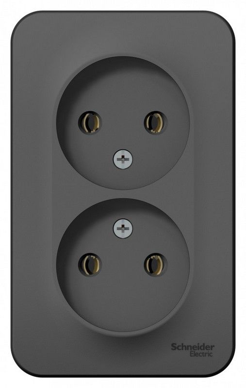 Blanca антрацит розетки и выключатели Розетка SE Blanca 2-ая Антрацит наружный б/з без шторок BLNRA000206