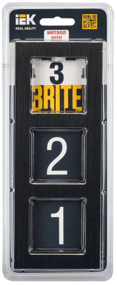 IEK Brite Рамки Рамка IEK BRITE 3-местная РУ-3-1-БрЧ металл черный BR-M32-M-K02
